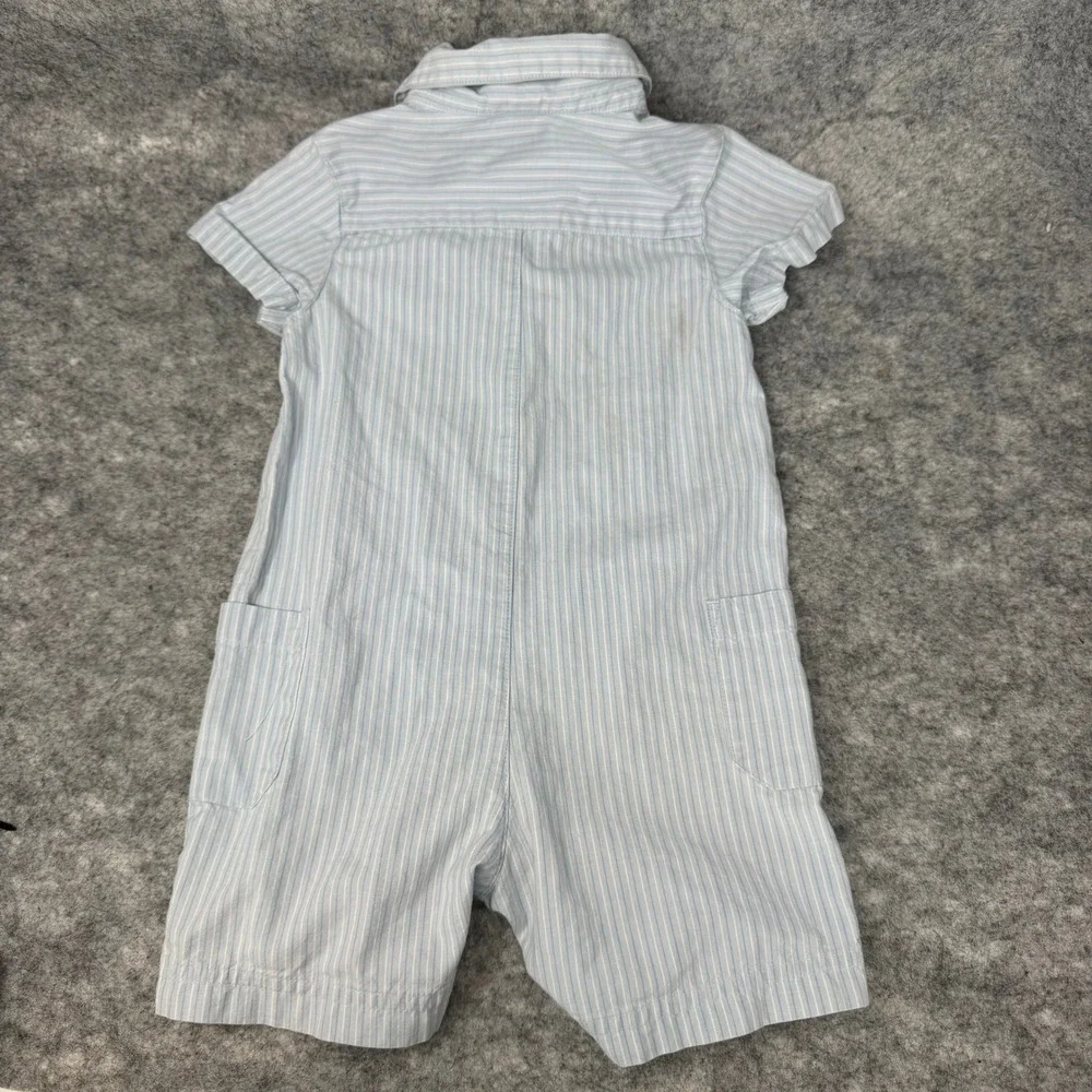 VTG Gymboree Romper Infant Boys 12-18‎ Months Blue Striped Snaps Baby One Piece